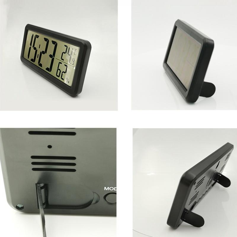 Digital Alarm Clock MAX/MIN Temperature Humidity Date Display Battery Powered Snooze Table Clock 12/24H Wall-mounted LCD Clock