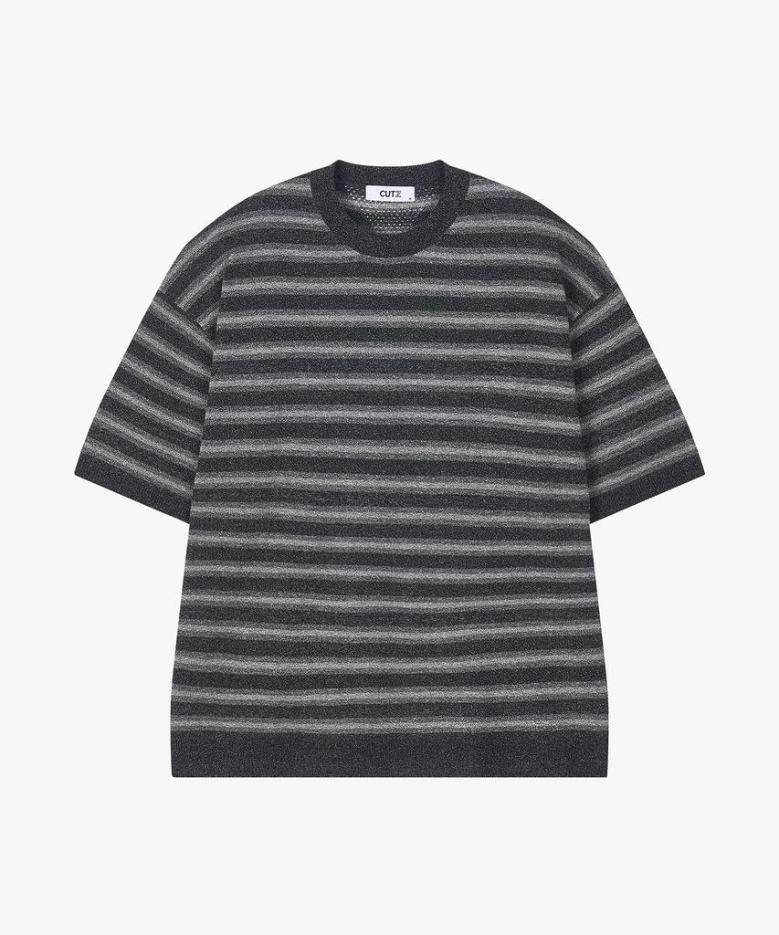 CUTZ Cool Touch Striped Short Sleeve Knit