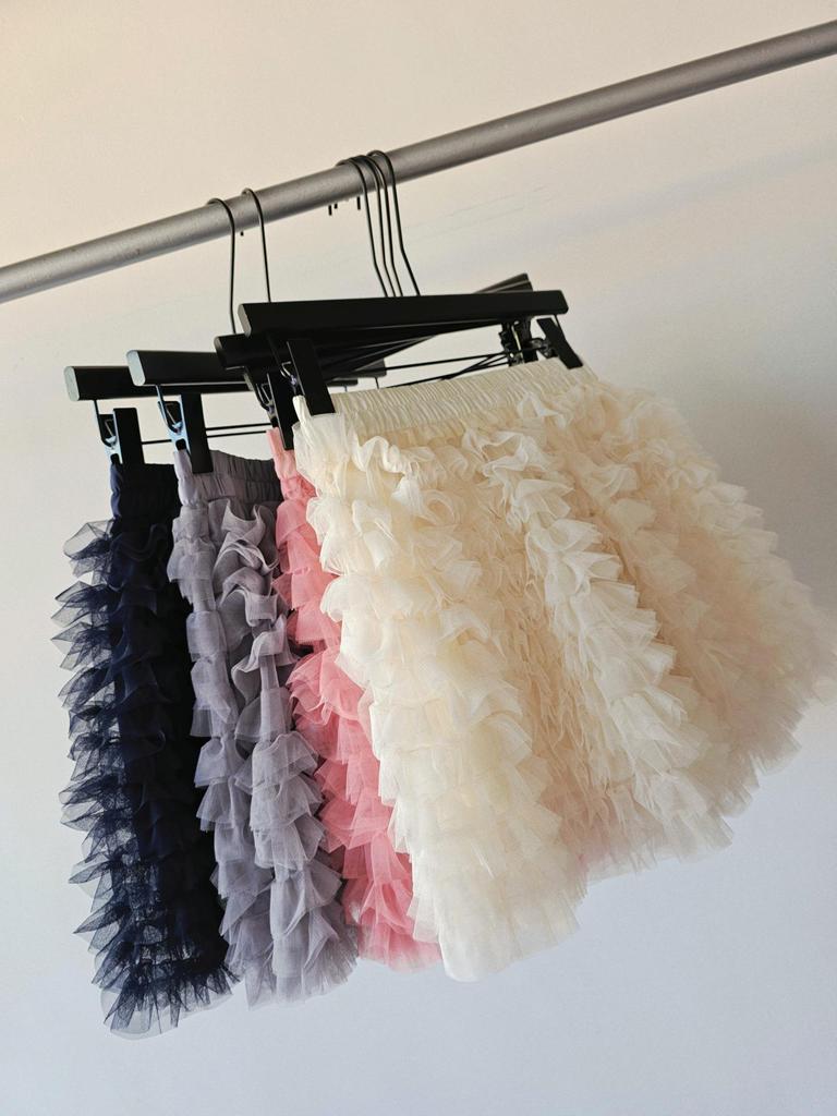 Korean Princess Rich Girl Style High Waist A-line Fluffy Mesh Skirt - Multi-layer Short Cake Skirt for Women