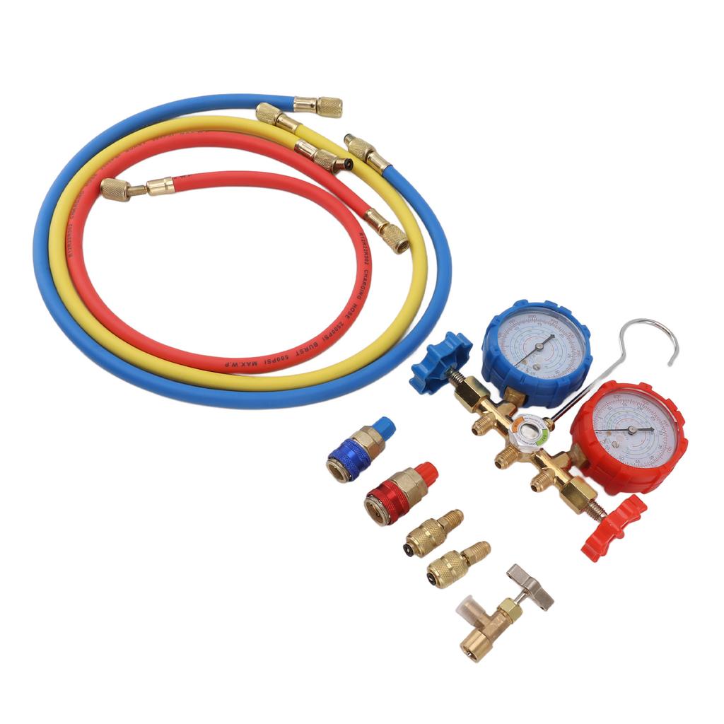 Air Conditioning Pressure Gauge R410 22 134A 3 Way AC Diagnostic Manifold Gauge Tube Set for Freon