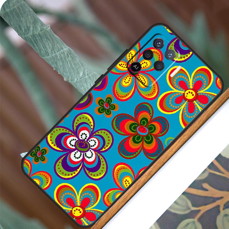 Groovy Flowers Hippie Bohemian For OPPO A53S A57S A54S A38 A78 A58 A79 A15 A17 A77 A16 A76 A96 A52 A72 A5 A9 A94 A74 Case