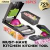 Hot 16Pcs Set Vegetable Chopper Onion Chopper Handle Food Grate Food Chopper Kitchen Vegetable Slicer Dicer Cut Potato Shredder
