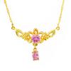 Amethyst Zircon Gold-plated Sunflower Necklace for Women, Gold Gemstone Pendant, Sand Gold Clavicle Necklace for Girls