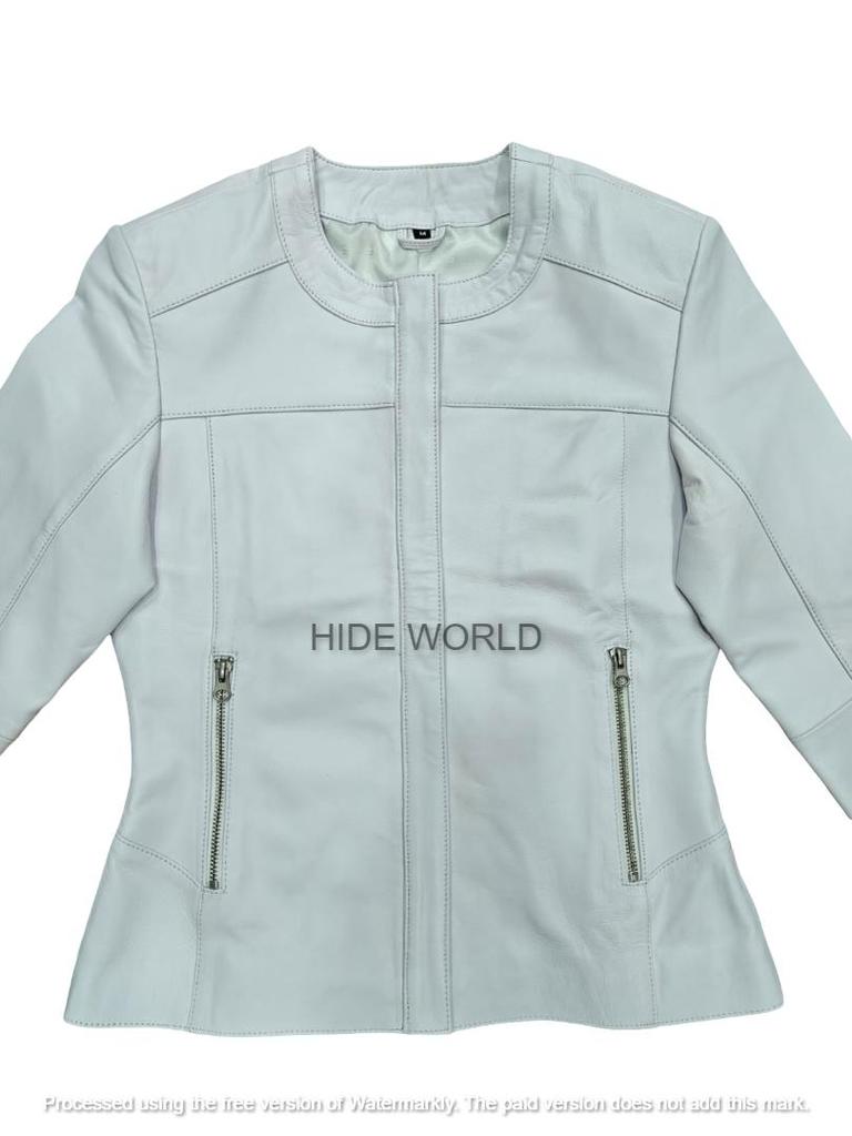 Biker Stylish Real Soft White Lambskin Leather Motorcycle Style Women's Jacket