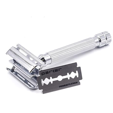 Parker Safety Razor, Model 82r, Deluxe Chrome Plated Heavyweight Twist-to-open Butterfly Safety Razor & 5 Parker Double Edge Blades