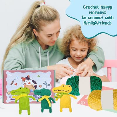 בובות סרוגות חמודות, אביזרים מפוארים ותליונים, ערכת חומרים לסריגת צמר עשה זאת בעצמך עם שלבים מאויירים