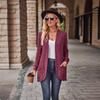 2026 Autumn New Women's Solid Color Ribbed Fleece Casual Patchwork Long Sleeve Cardigan Coat