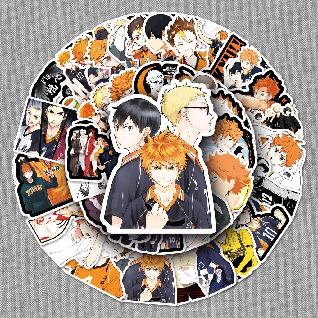 52 Unique Waterproof Haikyuu!! Anime Stickers for Suitcases, Scooters, and Cars