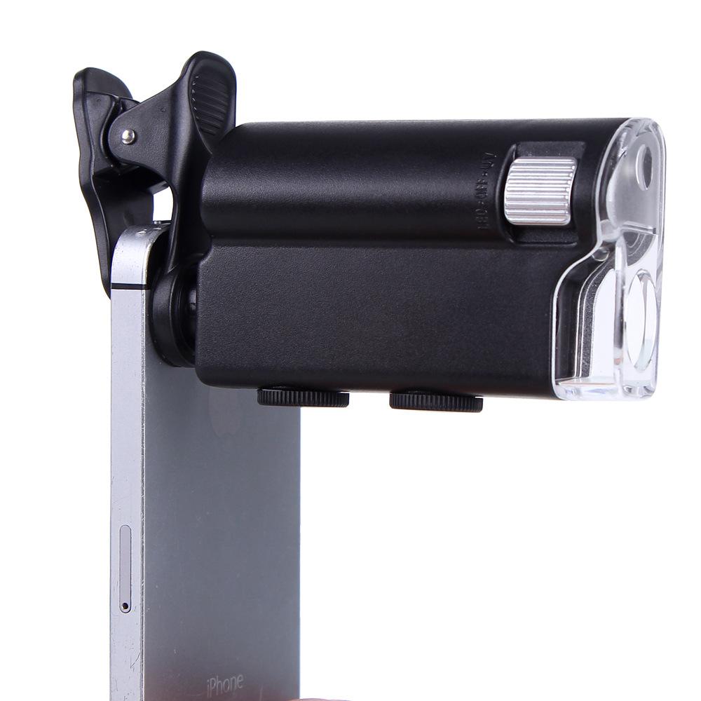 

60x/100x Zoom Magnifier Phone Clip Microscope with UV Counterfeit Detector for Jade Jewelry