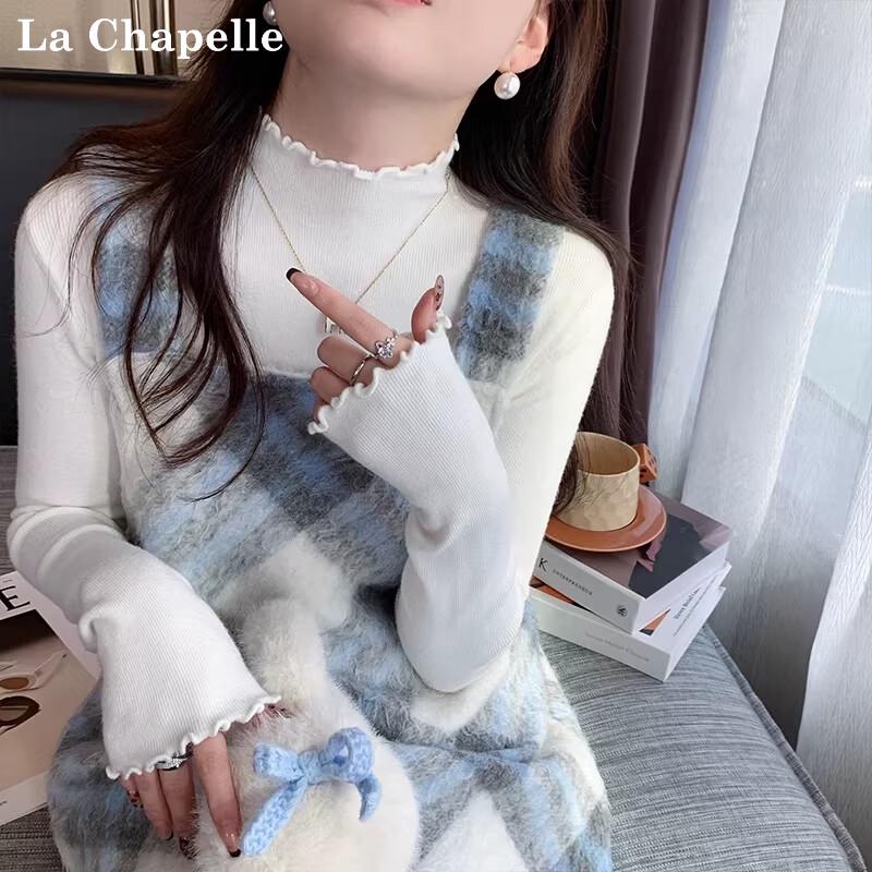 Женский вязаный топ La Chapelle с полувысоким воротником и отделкой рюшами One Size