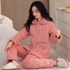 Winter padded pajamas women's three-layer thickened coral fleece padded jacket autumn and winter flannel loungewear warm suit