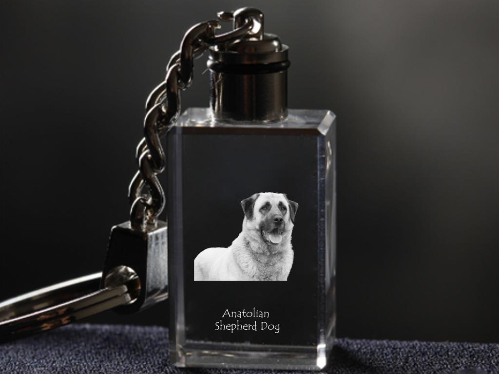 Anatolian Shepherd Dog, Turkish Kangal Dog - Crystal Key Ring with Dog Photo, Illuminated Key Ring, Unique Gift by Art-Dog Brand