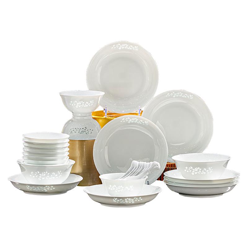 Jingdezhen White Porcelain Dinnerware Set