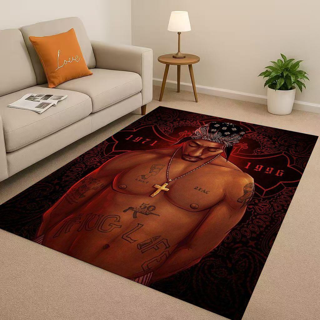 3D Klasický Rap Tupac 2pac Hip-Hop Hudba Rapper Obývací pokoj Protiskluzový Koberec pro Ložnici Hernu Pohovku, Domácí Dekorace Rohožka