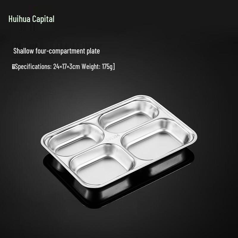 HUIHUADU 304 Stainless Steel Divided Meal Trays (2-Pack)