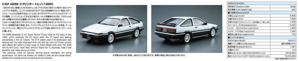 Aoshima Bunka Kyozai Maßstab The Model Car Serie 5 Toyota AE86 Sprinter Trueno 1985 Plastikmodell (AOSHIMA) 1/24 Nr.. GT-APEX