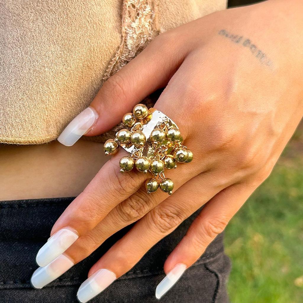 Retro Palace Geometric Malachite Alloy Ring