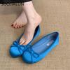 Fashion SUOJIALUN Spring New Women Flat Shoes Fashion Round Toe Shallow Slip On Ladies Casual Ballerina Shoes Soft Flat Ballet Shoes