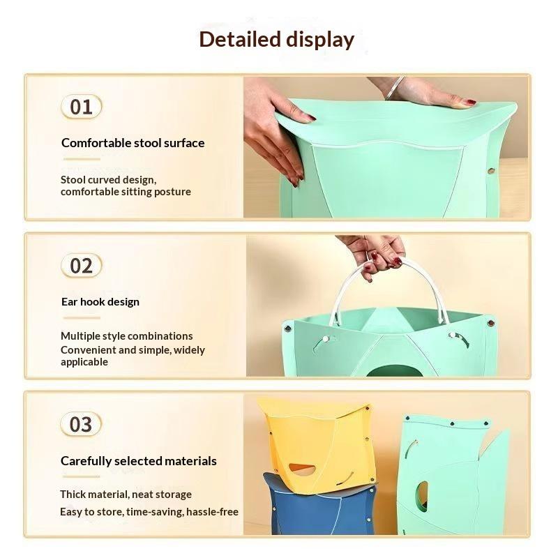 Plastic Collapsible Folding Stool Portable Durable Heavy Duty Seat for Outdoor Camping Hiking Fishing Road Trip Use