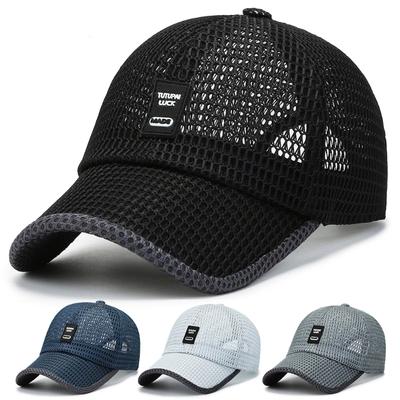 Men's Mesh Baseball Cap Summer Large Brim Sun Protection Hat Quick-Drying Hollow Out Outdoor Fishing Sunhat Breathable Snapback Trucker Sunscreen Cap