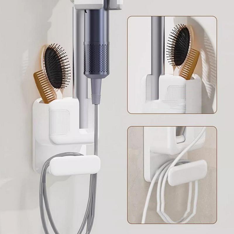 Hair Dryer Holder Non-Drilling Wall-Mounted Hair Dryer Stand For Bathroom Wall Mounted Lazy Storage Stand Rack Shelf