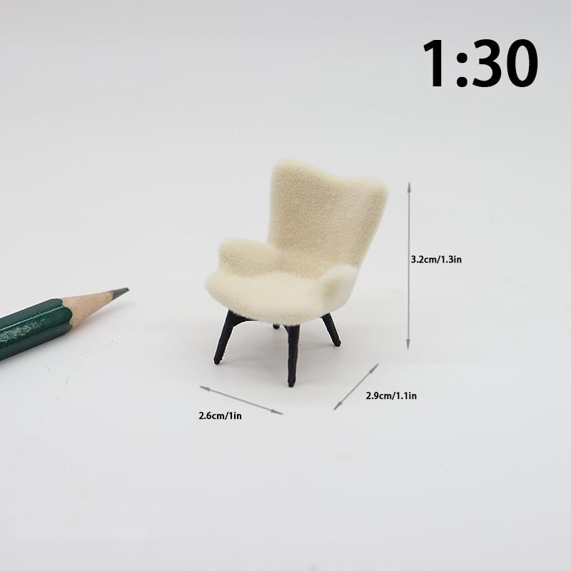 1 Piece 1/12 Dollhouse Mini Plush Sofa Chair Side Table Furniture Model For Doll House Decor Simulation Single Person Sofa