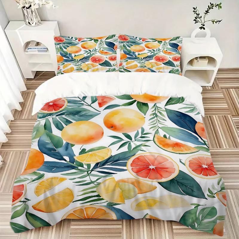 3pcs Citrus Fruits Quilt Set, Soft and Comfortable Bedroom