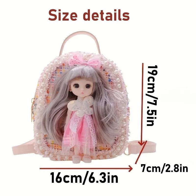 Girls Backpacks Cute Princess Backpack with Doll Crossbody Bag for Kids Toddler Preschool Bookbags Elementary School Bags