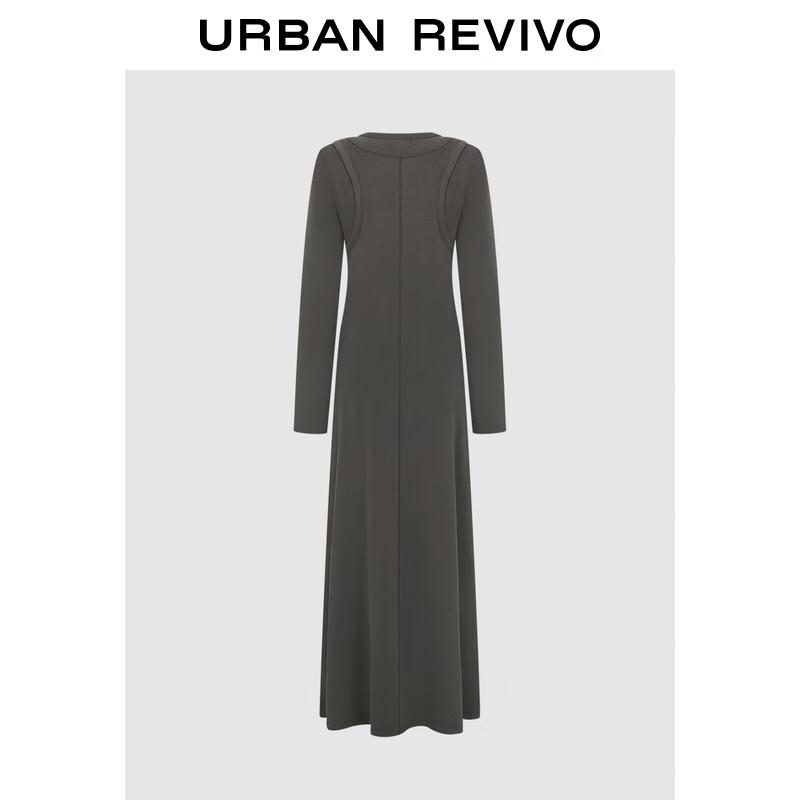 

UR Women s Stylish Fake Two-Piece Long-Sleeved Dress M