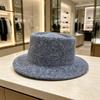 New small standard concave top elegant top hat children autumn and winter French retro flat brim warm face small bucket hat
