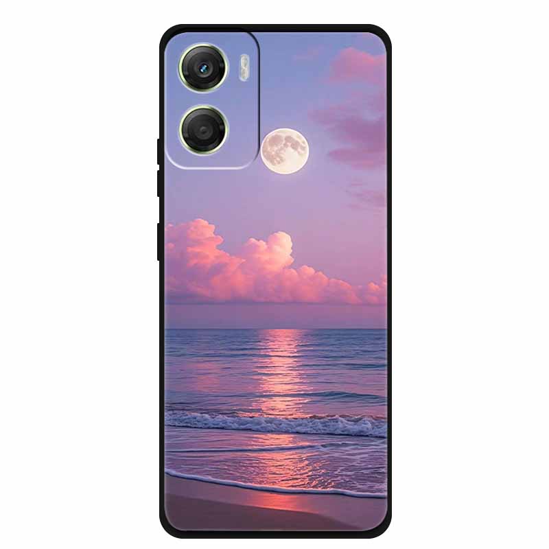 Flowers Case For Motorola Moto G06 G 06 4G Soft Silicone Phone Cover Funda Black TPU Protective Bumper Back Fashion Coque Shell