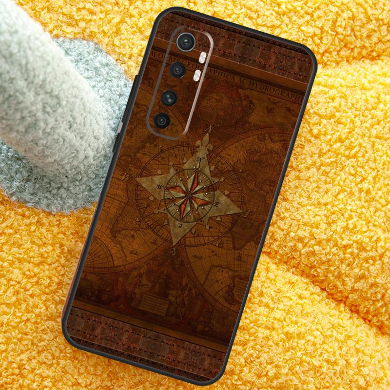World Map Compass Nautical Case For POCO X3 X4 X5 F5 Pro M5s C40 F4 GT F3 Cover For Xiaomi 12T 11T Pro 12 13 Lite 12X