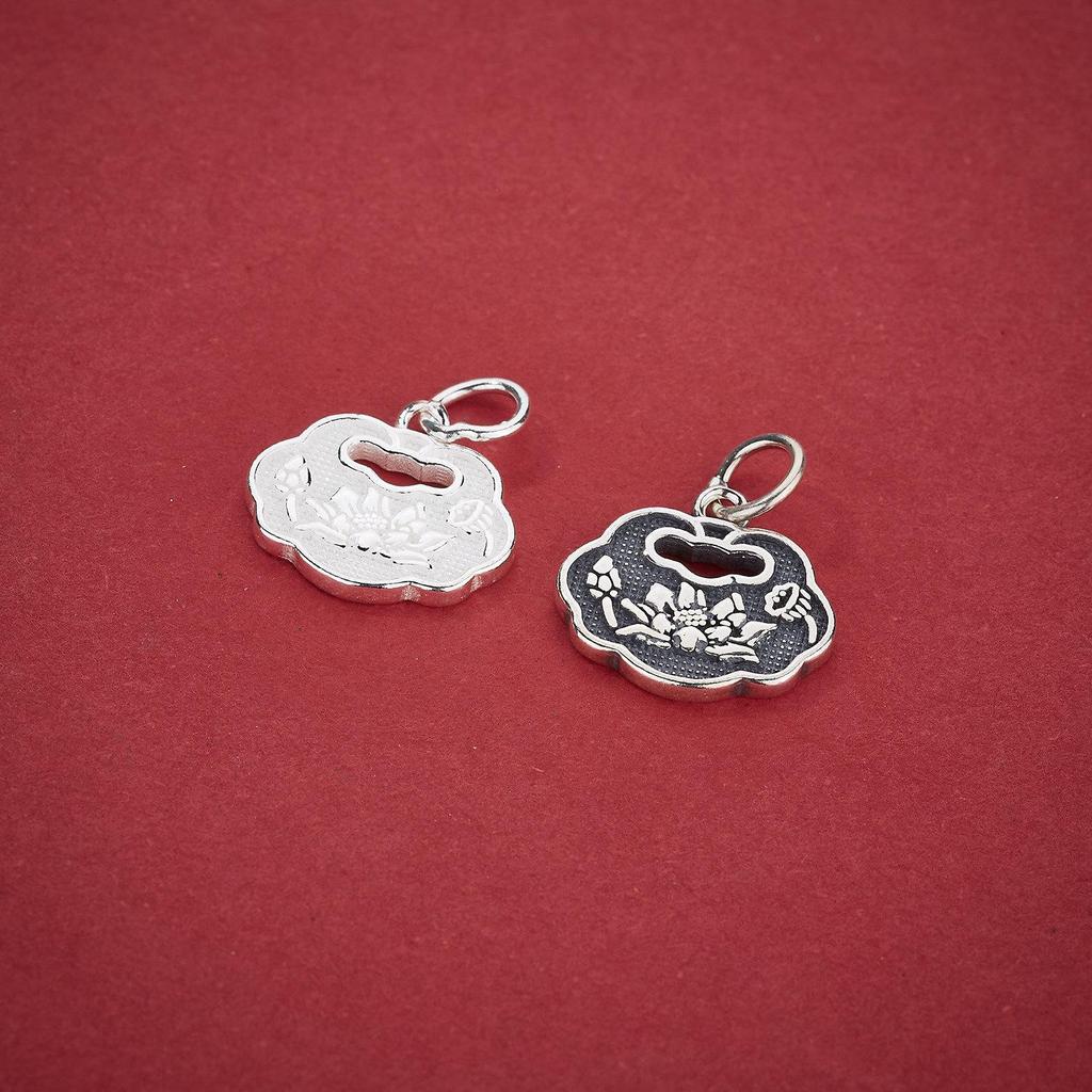 S925 Sterling Silver Lotus Pendant Charm - Chinese Style for DIY Beaded Bracelets, Necklaces, and Peace Lock Accessories