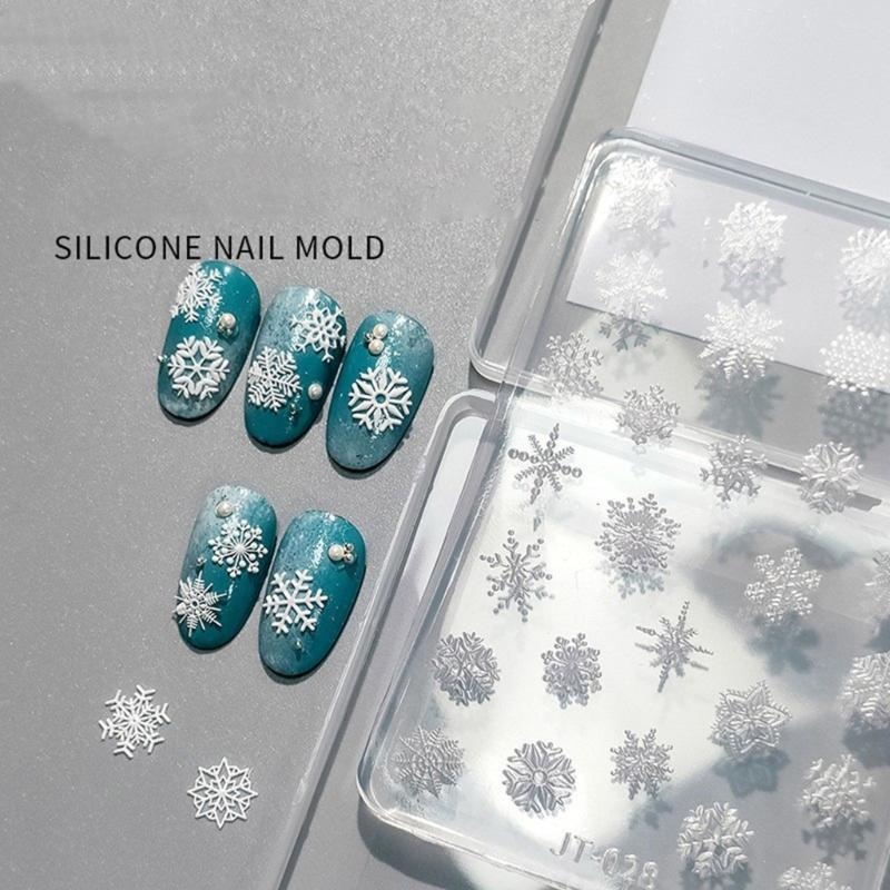 Nails Art Silicone Mold Snowflake Theme Manicure Training Tool Professional Manicure Supplies for Various Occasion