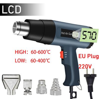 2000W 220V EU zástrčka digitálny LCD displej Elektrická vzduchová pištoľ Sušič vlasov Tepelné spájkovanie Zmršťovacia fólia Tepelné elektrické náradie