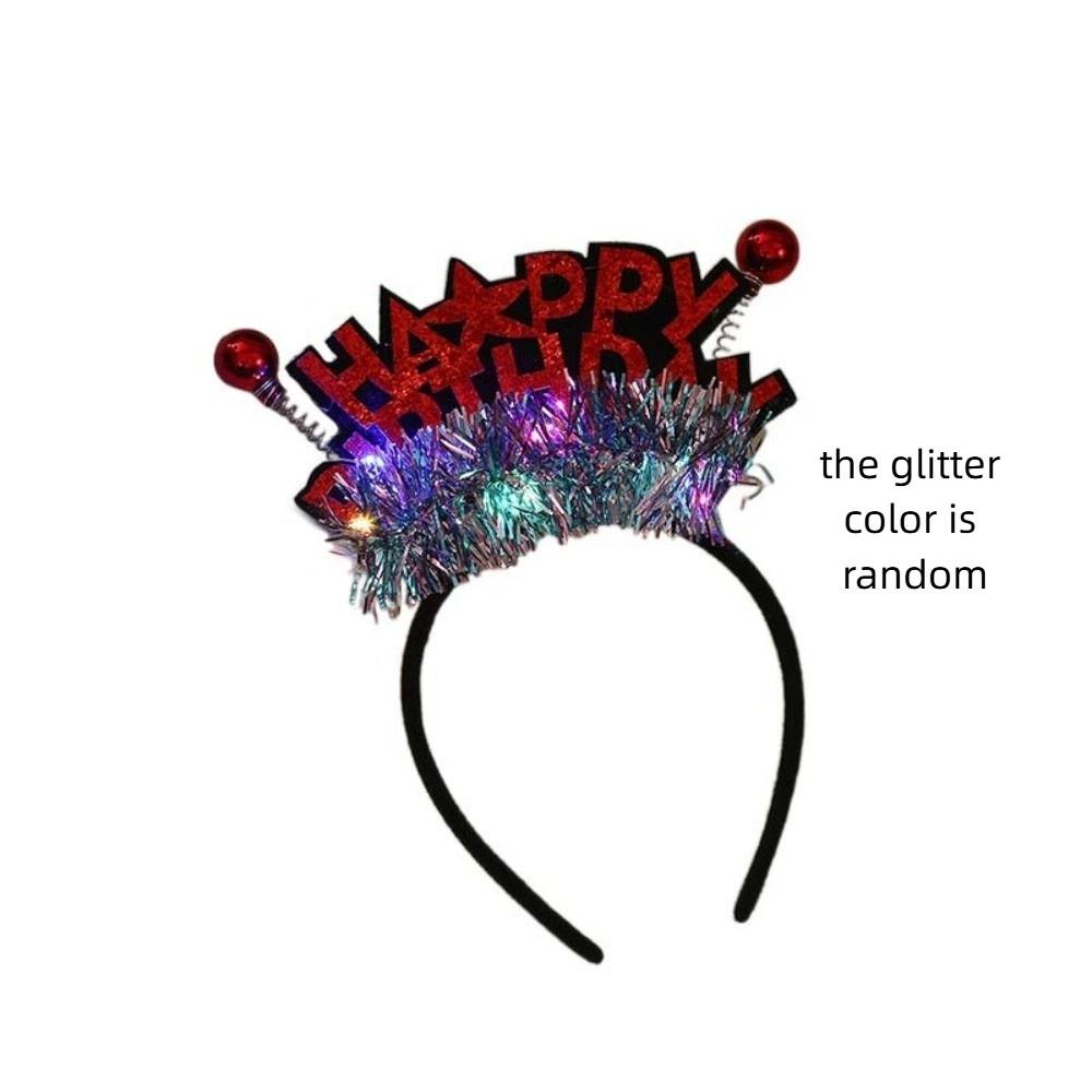 Plastic Ball LED Light Hair Hoop Letter Children Birthday Hair Bands Happy Birthday Headband  Girls