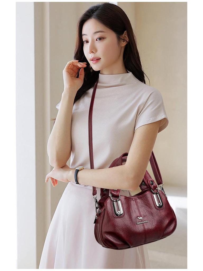 Large Capacity Multi-Compartment Shoulder Handbag - European & American Style for Middle-Aged Women