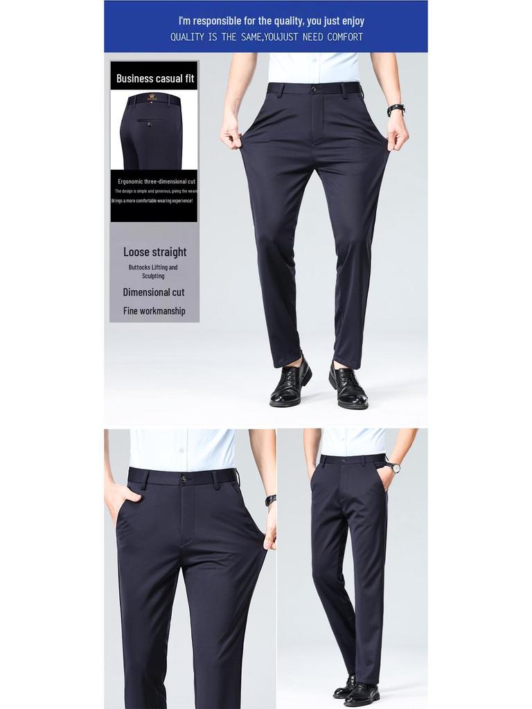 Men's Versatile Stretch Straight-Leg Casual Pants for Spring/Summer - Dad Style