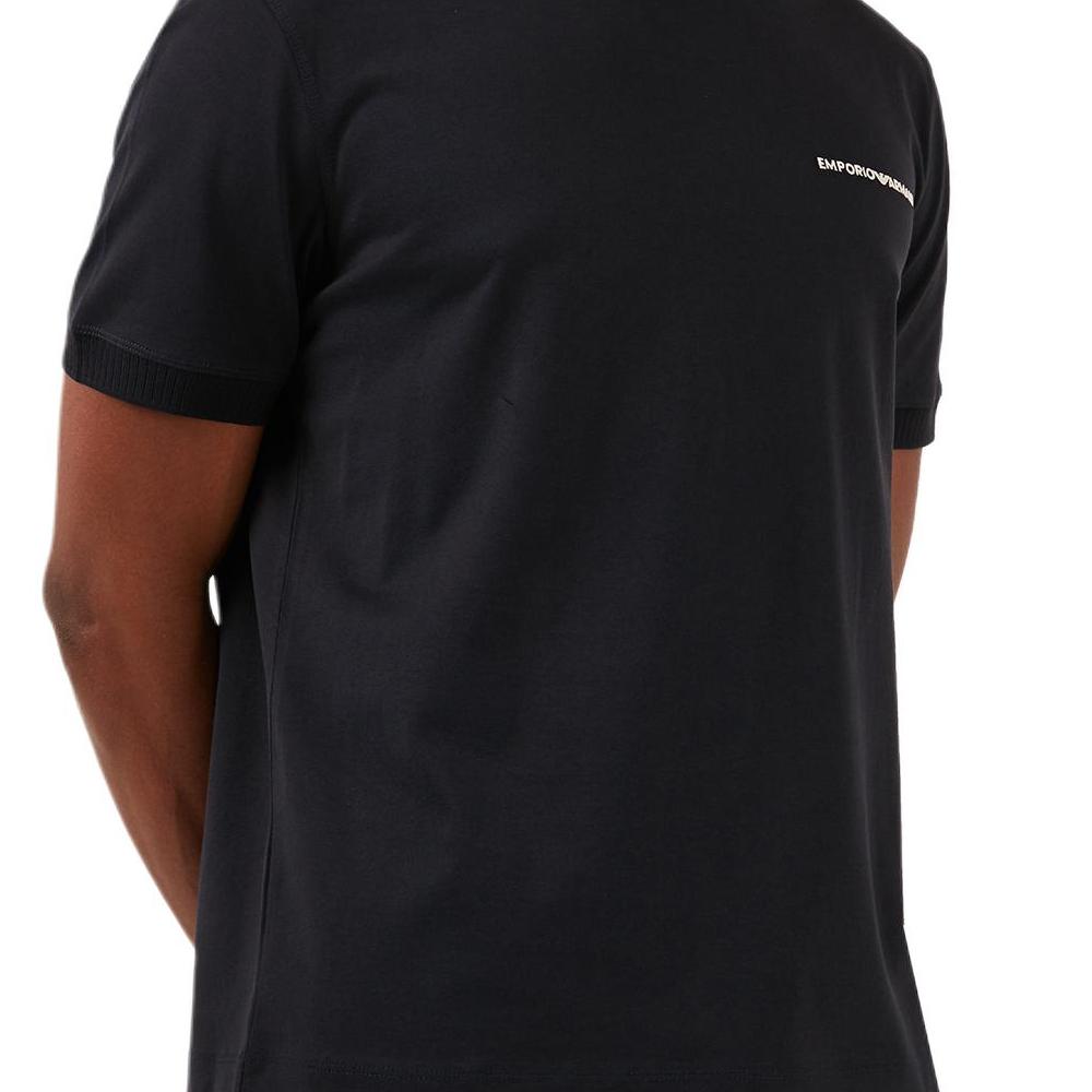 Emporio Armani Solid Color Round Neck Drop Shoulder Casual Short Sleeve T-Shirt Men tops Black 3D1TN3-1JOCZ-0966