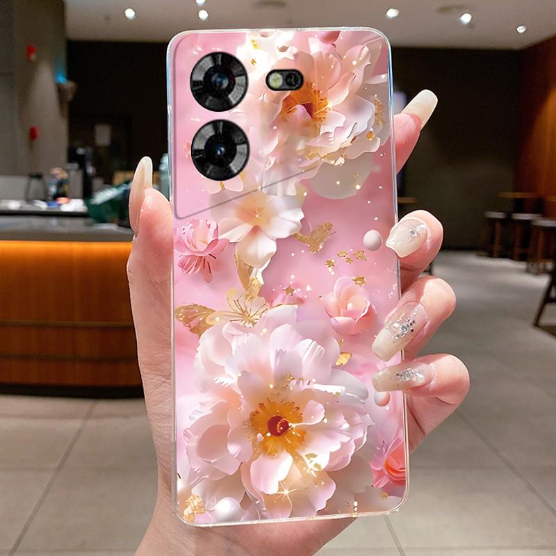 For Techno Pova 5 LH7n 5Pro LH8n Phone Case Tecno Pova 5 Pro Case Clear Luxury Fashion Butterfly Flowers Soft TPU Silicone Cover