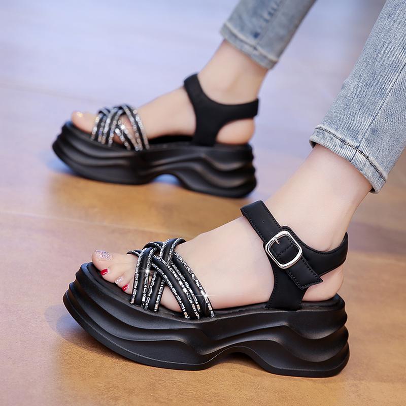 Fashion 2025 Best-selling Platform Women Sandals Summer Shoes Comfortable Low Heel Party Shoes Designer Large Size Footwear