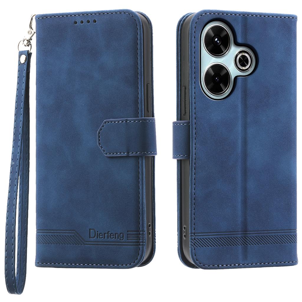 DIERFENG DF-03 For Xiaomi Redmi 13 4G/5G/Note 13R 5G/Poco M6 4G Leather Case Wallet Phone Cover
