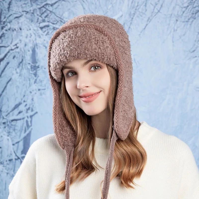 

Зимние флисовые шапки для женщин, для езды на велосипеде, теплая шапка-балаклава, женский универсальный пуловер, шапка Leifeng, рождественские подарки One Size кофейный