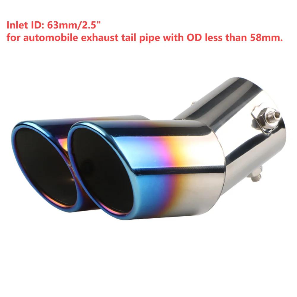 Car Decoration Single/Double Outlet Tail Pipe Car Styling Universal Car Exhaust Trim Muffler Pipe Tail Stainless Steel Curved