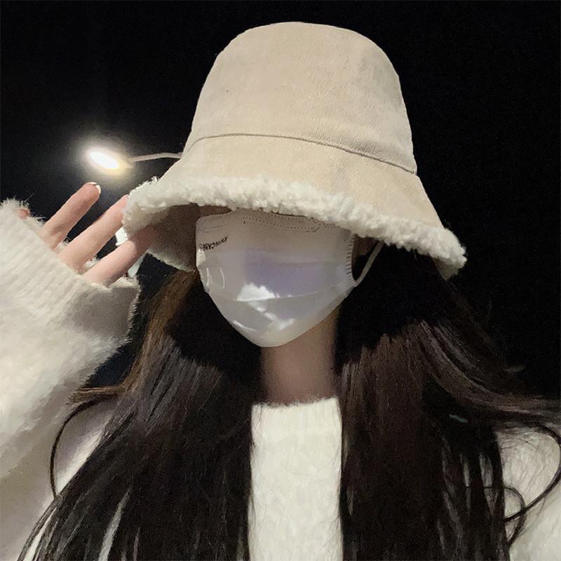 Warm Chic Lamb Wool Bucket Hat For Winter Women Stylish Cozy Fuzzy Cute Hat Fisherman