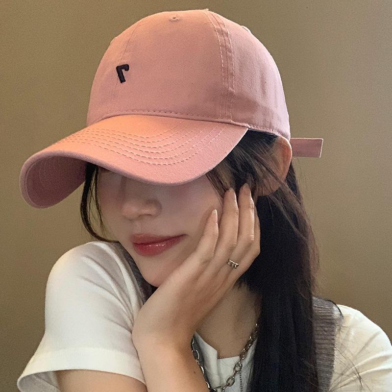Hat Female peaked cap Deepened and widened face Small soft top baseball cap Men's versatile letter embroidered sun hat