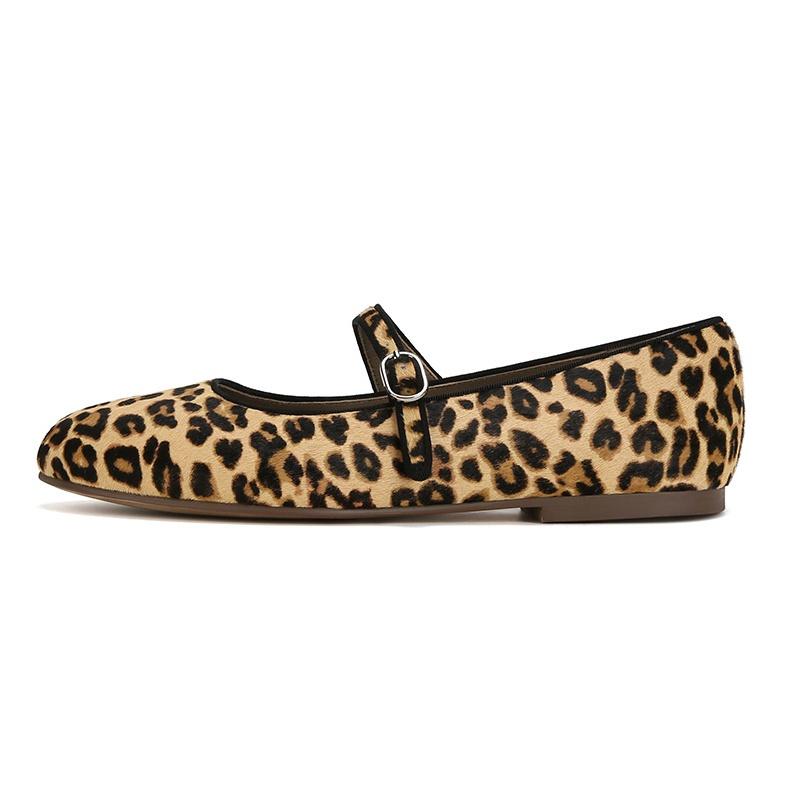 

Fashion Summer Women Leopard Flat Shoes 2025 Round Toe Laofers Elegant Fashion Ballet Mary Janes Buckle Up Soft Women Flats Shoes 37 леопардовый