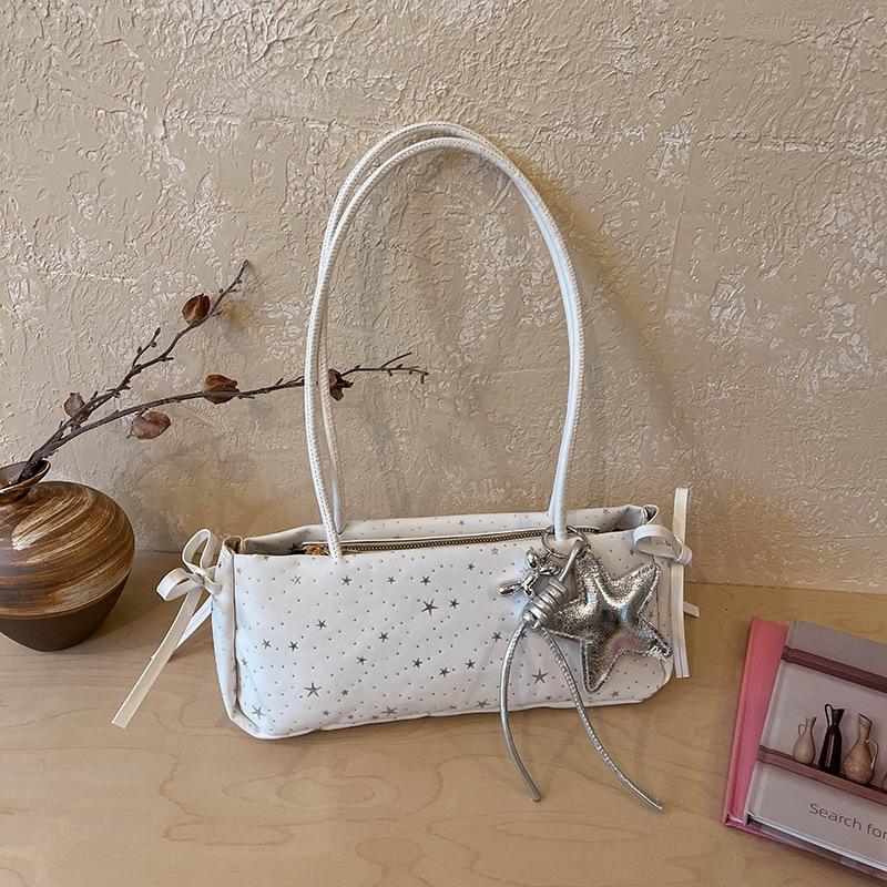VIA ROMA Sterrenhemel Lente Woon-werkverkeer Honderd Draads Schouder-Elleboog Tas Mode Handtas Schoudertas With pendant wit