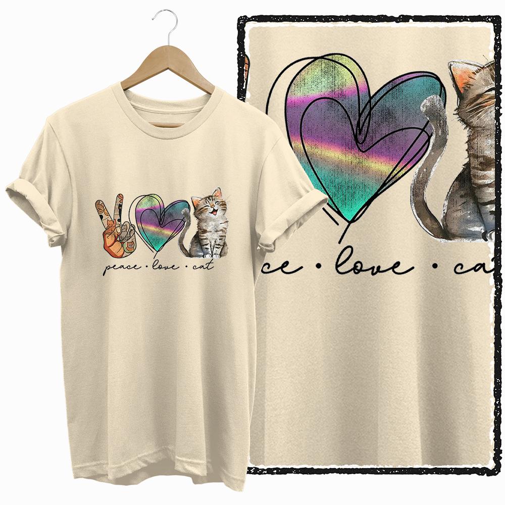 COOLMIND 100% cotton BEIGE cat print exclusive graphic women T shirt big size loose cotton cat lover women tshirt LOVELY cat tee