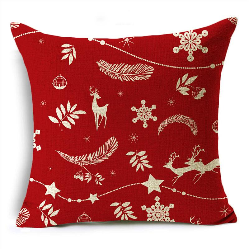 Veselé Vánoce povlečení na polštář 40/45/50 cm Santa sněhová vločka Elf sob Červený potah na polštář na pohovku